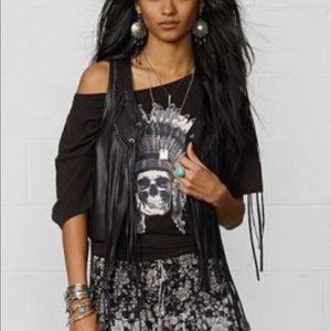 Ralph Lauren denim supply leather fringe vest